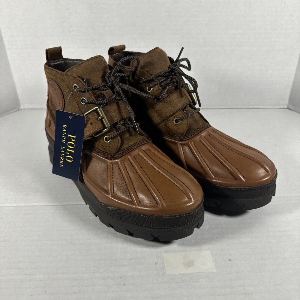 NEW POLO RALPH LAUREN OSLO MID BROWN LEATHER BOOT MSRP $178 MENS SIZE‎ 10 NWOB
